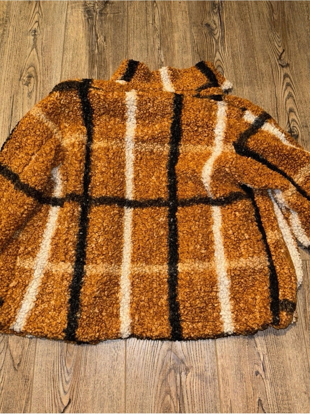 Stoosh Plaid Teddy Jacket with Black & Cream Stripes